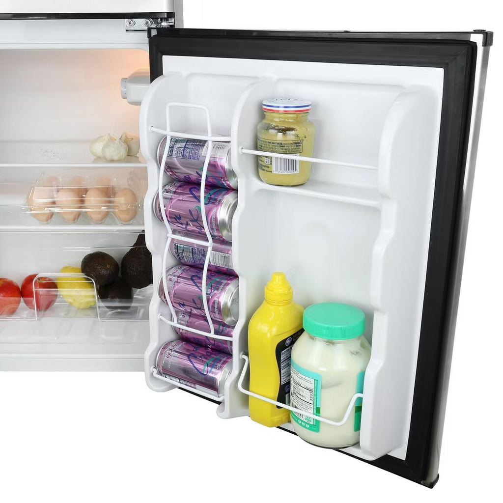 MegaChef 3.2 cu ft Portable 2 Door Refrigerator/Freezer Stainless Steel: Small Fridge, Dorm, Adjustable Shelves