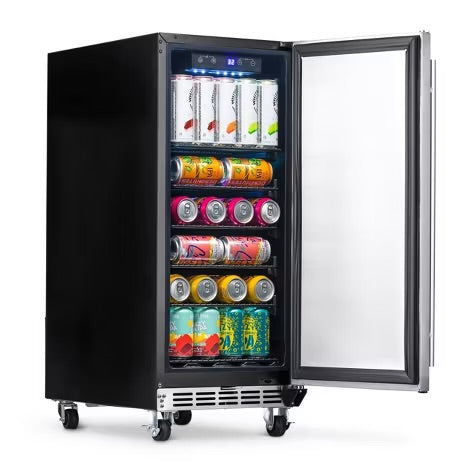 Newair Built-in Outdoor Beverage Fridges in Weatherproof Stainless Steel with Easy Glide Casters