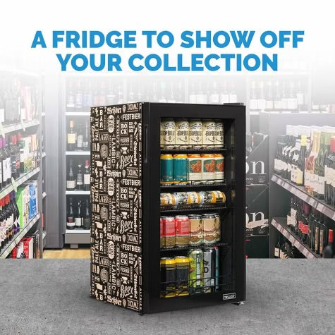 Newair Split Shelf Mini Fridge, Freestanding 126 Can Beer Fridge, Chills Down to 37 Degrees