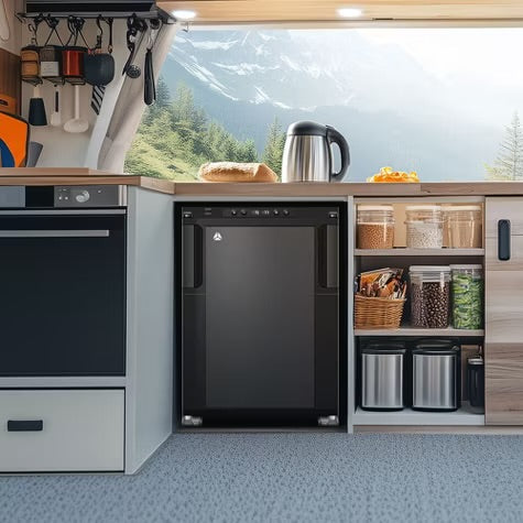 45L RV Refrigerator, 12 Volt Dual Zone Fridge and Freezer, WIFI APP Control Portable Fridge with Door Lock,3 levels (H/M/L) of battery protection