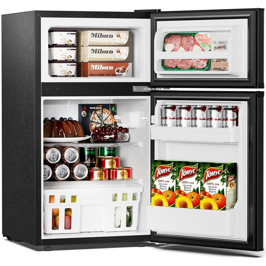 R.W.FLAME 3.2 Cu.Ft. Compact Mini Fridge with Freezer, 2-Door Design, Adjustable Shelves for Dorm, Apartment, Office, and Basement