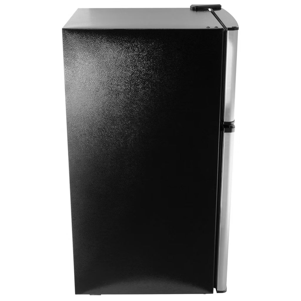 MegaChef 3.2 cu ft Portable 2 Door Refrigerator/Freezer Stainless Steel: Small Fridge, Dorm, Adjustable Shelves