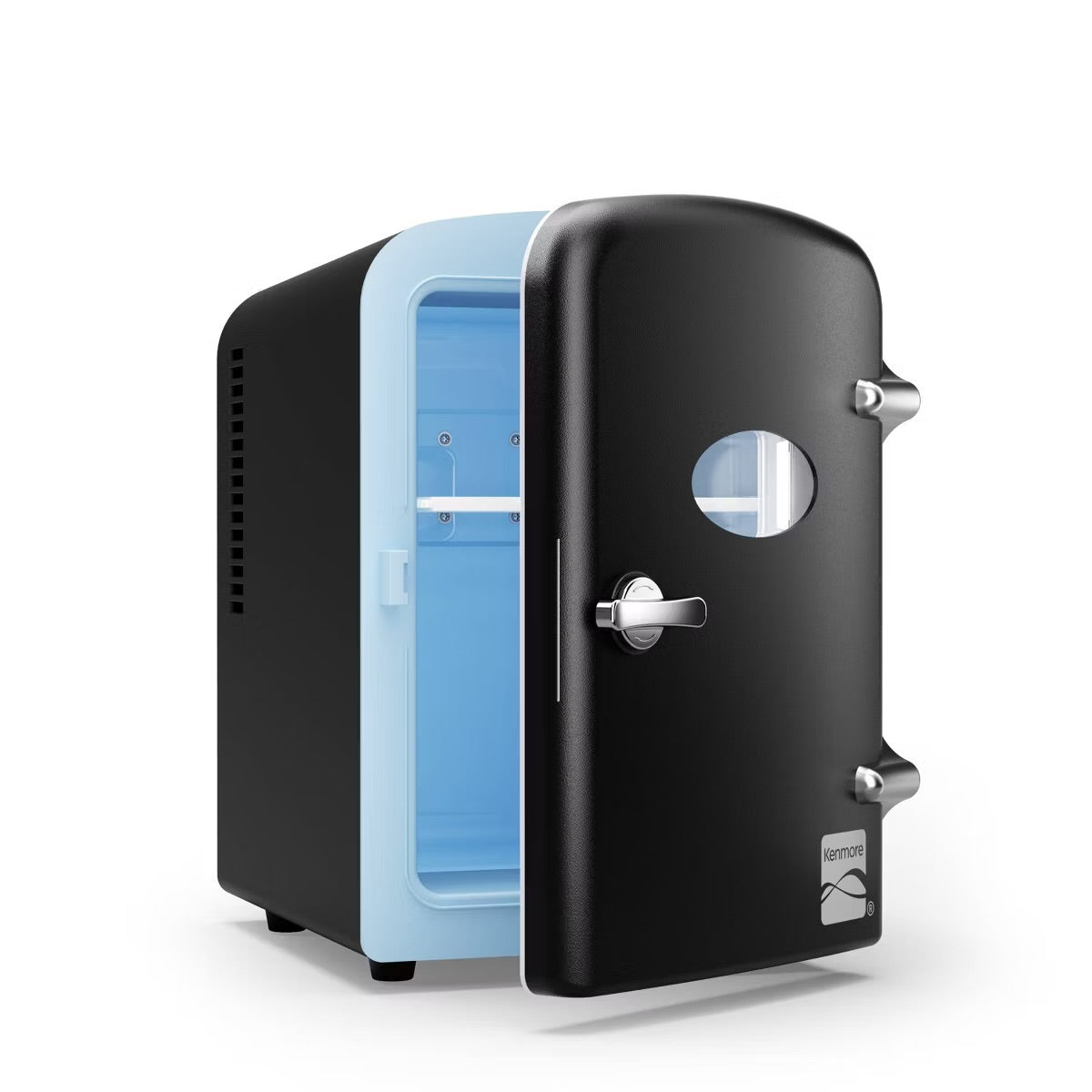Kenmore 6 can Mini Refrigerator: Countertop Tiny Fridge for Skincare & Makeup, 40°F Cooling, Black, 0.14 cu ft Capacity