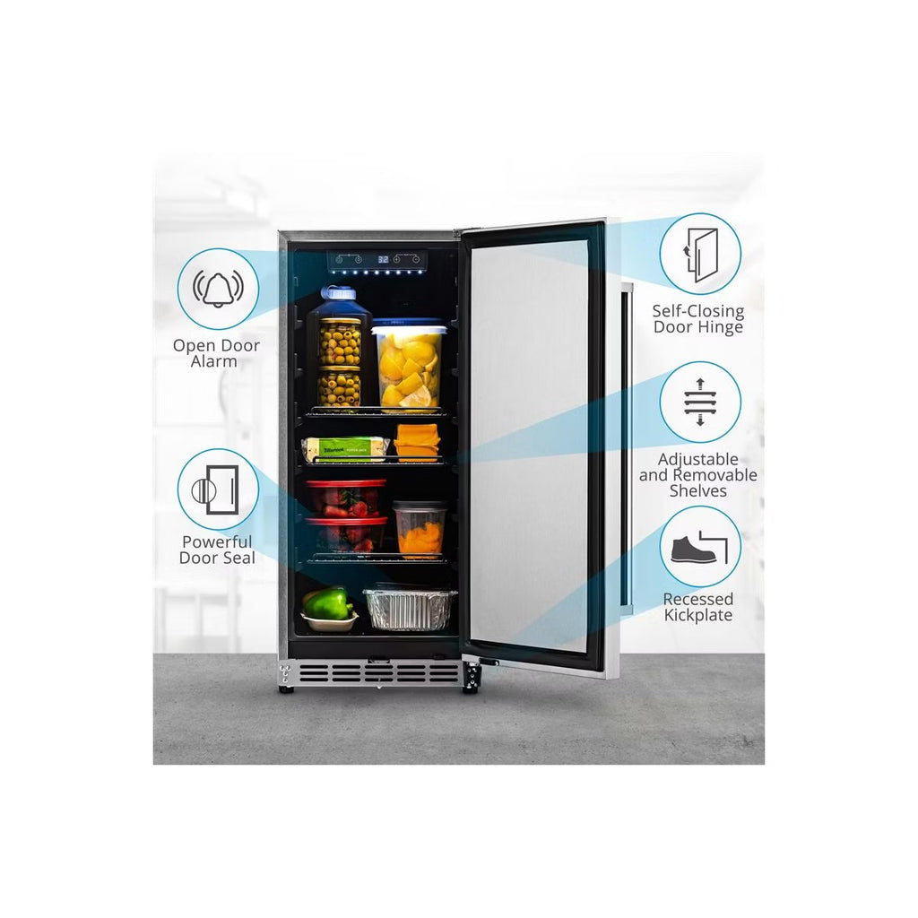 Newair 15" 3.2 Cu. Ft. Commercial Stainless Steel Built-in Beverage Refrigerator, Weatherproof and Outdoor Rated, ENERGY STAR, Fingerprint Resistant