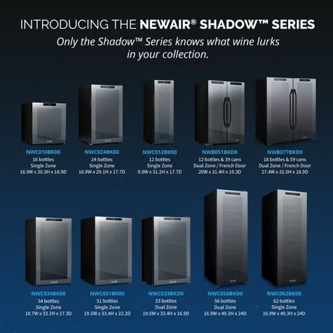 Newair Shadow Series Wine Cooler Refrigerator 18 Bottles & 59 Cans Dual Temperature Zones, Freestanding Mirrored Wine and Beverage Fridge