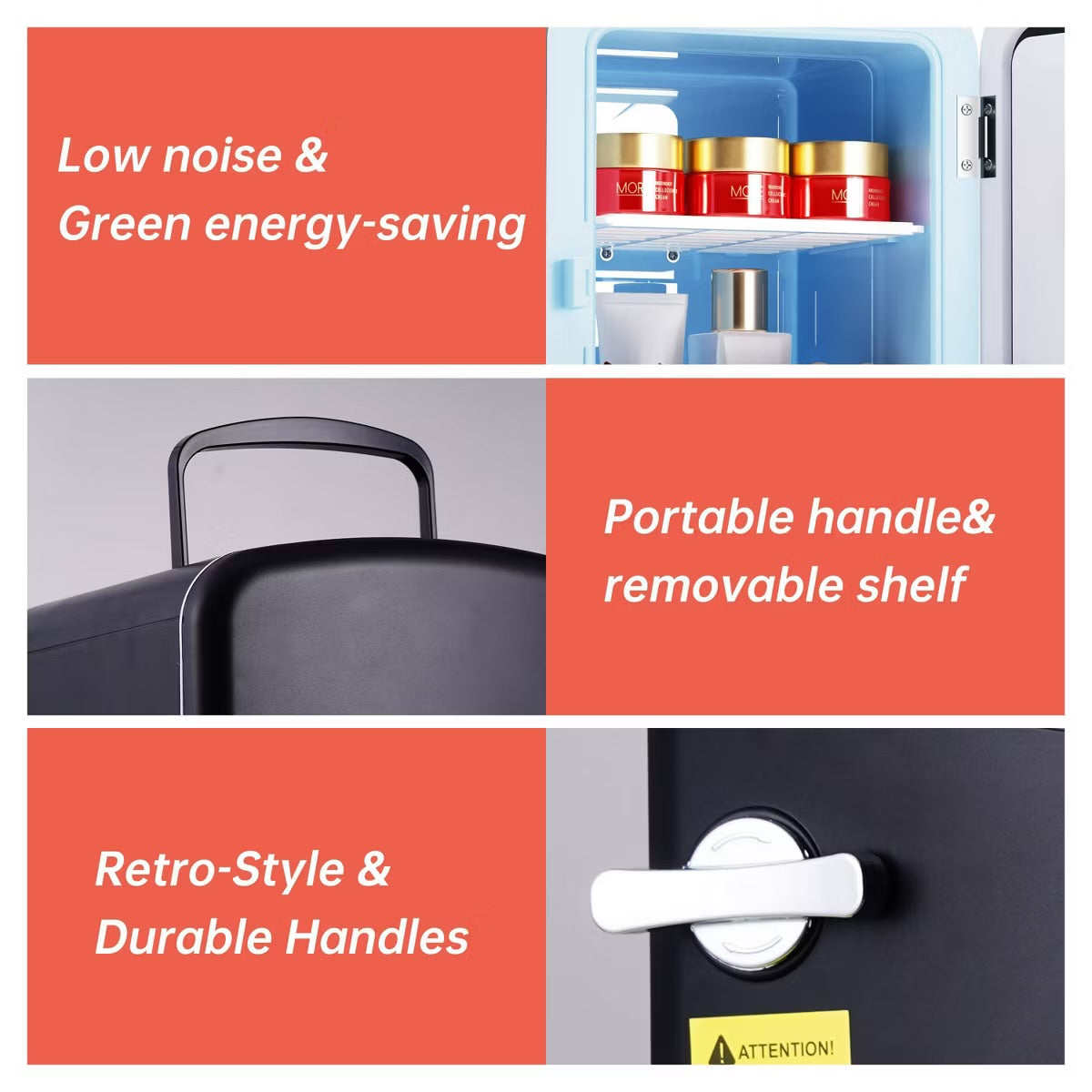 Kenmore 6 can Mini Refrigerator: Countertop Tiny Fridge for Skincare & Makeup, 40°F Cooling, Black, 0.14 cu ft Capacity