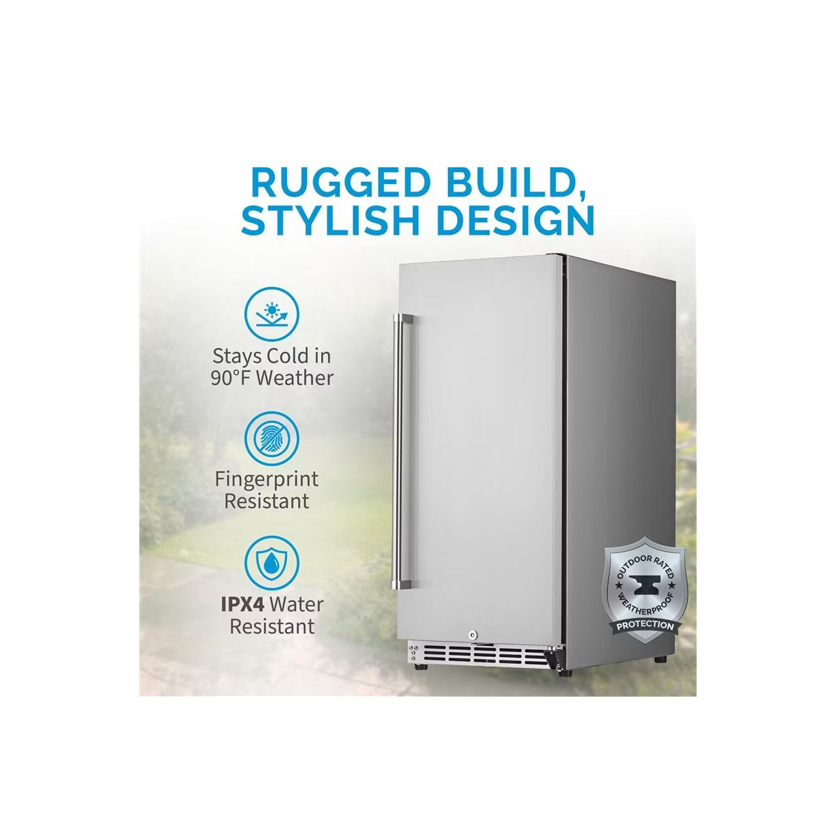 Newair 15" 3.2 Cu. Ft. Commercial Stainless Steel Built-in Beverage Refrigerator, Weatherproof and Outdoor Rated, ENERGY STAR, Fingerprint Resistant