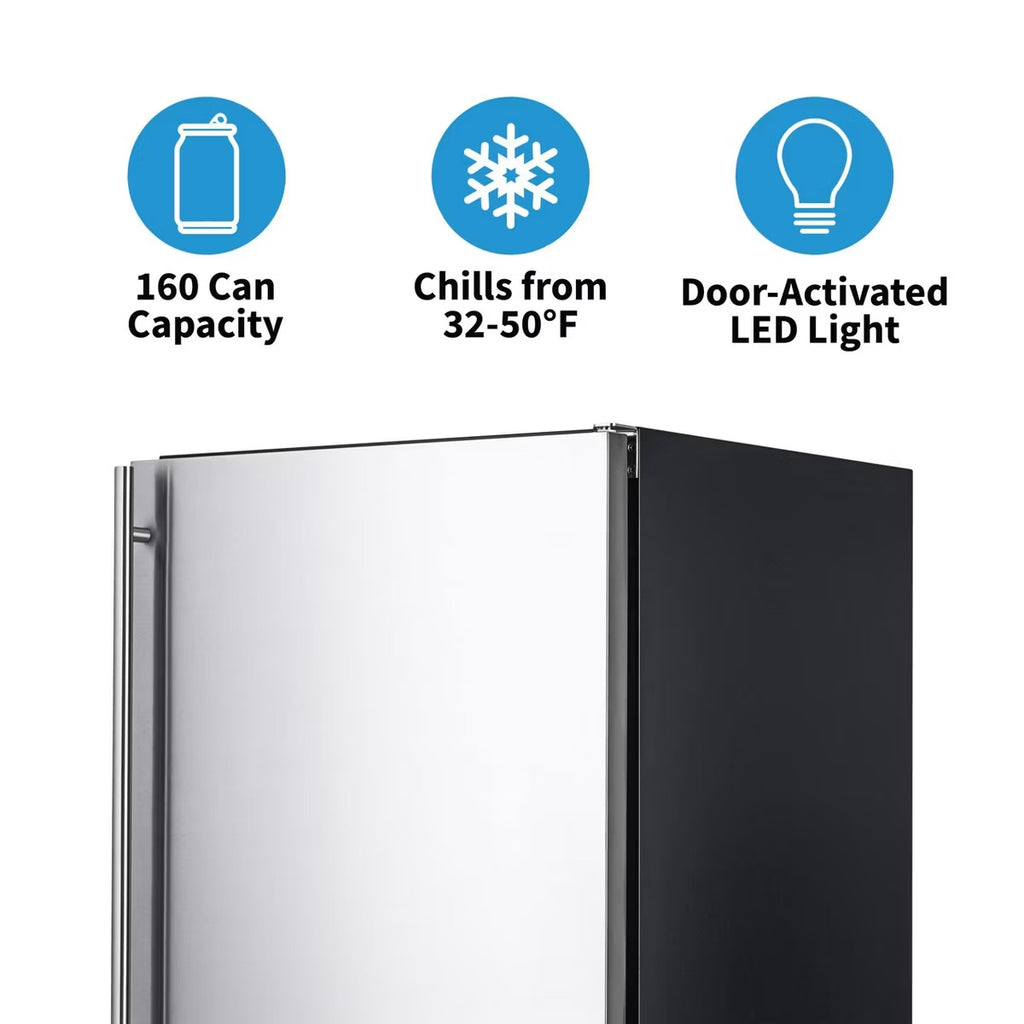 Newair Built-in Outdoor Beverage Fridges in Weatherproof Stainless Steel with Easy Glide Casters