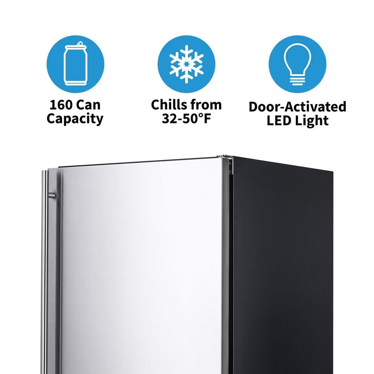 Newair Built-in Outdoor Beverage Fridges in Weatherproof Stainless Steel with Easy Glide Casters
