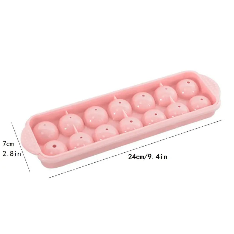 Large 3D Round Balls Ice Cube Maker Silicone Molds with Cover DIY Cube Tray Hockey Holes Making Box
