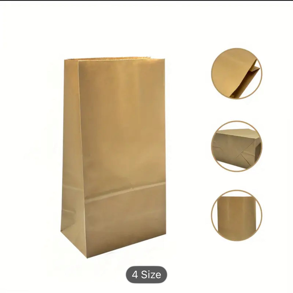300-Pack Mini Brown Kraft Paper Bags, Small Flat Party Favor Bags for Snacks, Cookies, Popcorn, Candy, and Gifts - Disposable Self-Sealing Storage Pouches for Christmas, Halloween, Easter, Hanukkah, Thanksgiving