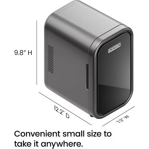 ICEMAN Portable Mini Fridge w/ 8 12oz Can Capacity, Cools and Heats, Car Plug Included