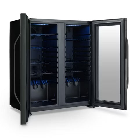 Newair Shadow Series Wine Cooler Refrigerator 18 Bottles & 59 Cans Dual Temperature Zones, Freestanding Mirrored Wine and Beverage Fridge