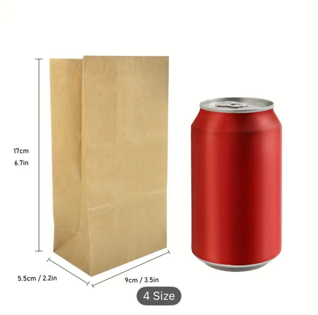300-Pack Mini Brown Kraft Paper Bags, Small Flat Party Favor Bags for Snacks, Cookies, Popcorn, Candy, and Gifts - Disposable Self-Sealing Storage Pouches for Christmas, Halloween, Easter, Hanukkah, Thanksgiving