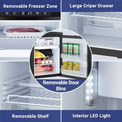 45L RV Refrigerator,APP Control,Refrigeration range (-4℉-46℉),3 levels((H/M/L)) of battery protection, mini fridge for camping, picnics, road trips