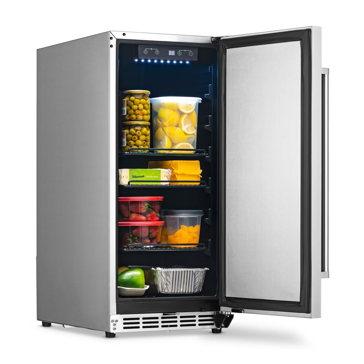 Newair 15" 3.2 Cu. Ft. Commercial Stainless Steel Built-in Beverage Refrigerator, Weatherproof and Outdoor Rated, ENERGY STAR, Fingerprint Resistant