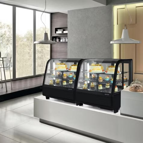 ROVSUN 3.5 Cu.Ft Refrigerator Display Case, Commercial Countertop Display with LED Air-cooling Auto Defrost Sliding Doors