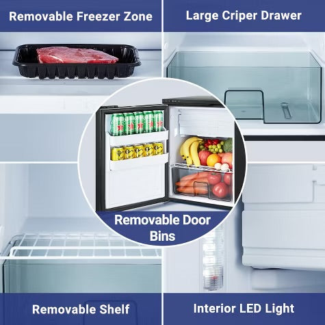 65L RV Refrigerator, 12 Volt Dual Zone Fridge and Freezer, WIFI APP Control Portable Fridge with Door Lock,3 levels (H/M/L) of battery protection