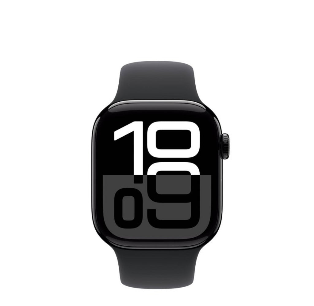 Apple Watch Series 10 GPS 42mm jet Black Aluminum Case with Black Sport Band - S/M