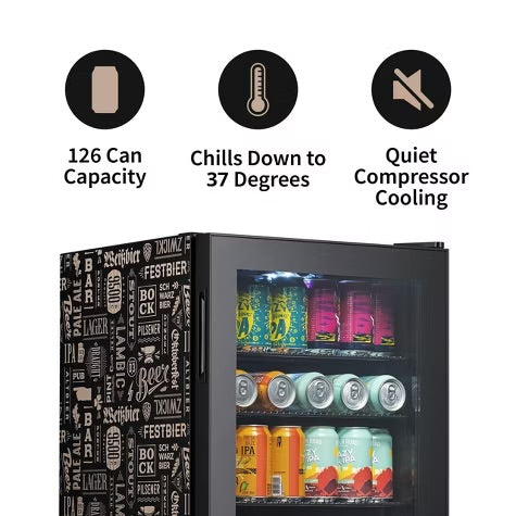 Newair Split Shelf Mini Fridge, Freestanding 126 Can Beer Fridge, Chills Down to 37 Degrees