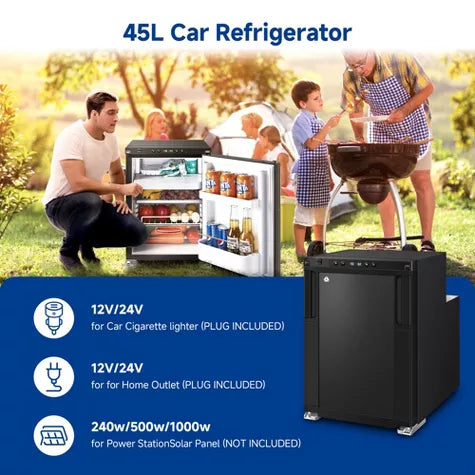 45L RV Refrigerator, 12 Volt Dual Zone Fridge and Freezer, WIFI APP Control Portable Fridge with Door Lock,3 levels (H/M/L) of battery protection