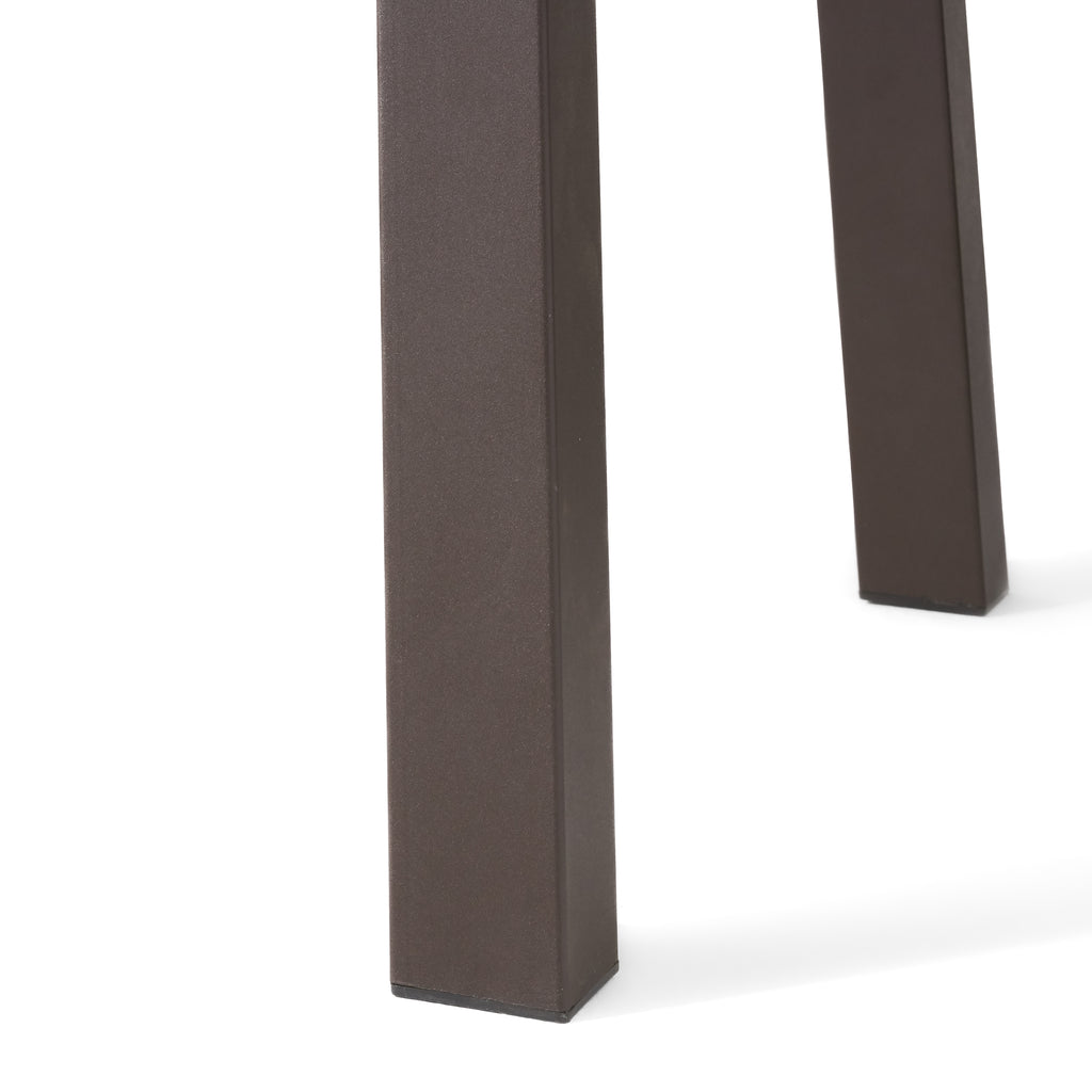 Della Acacia Wood Dining Table, Natural Stained with Rustic Metal, Brown, Grey