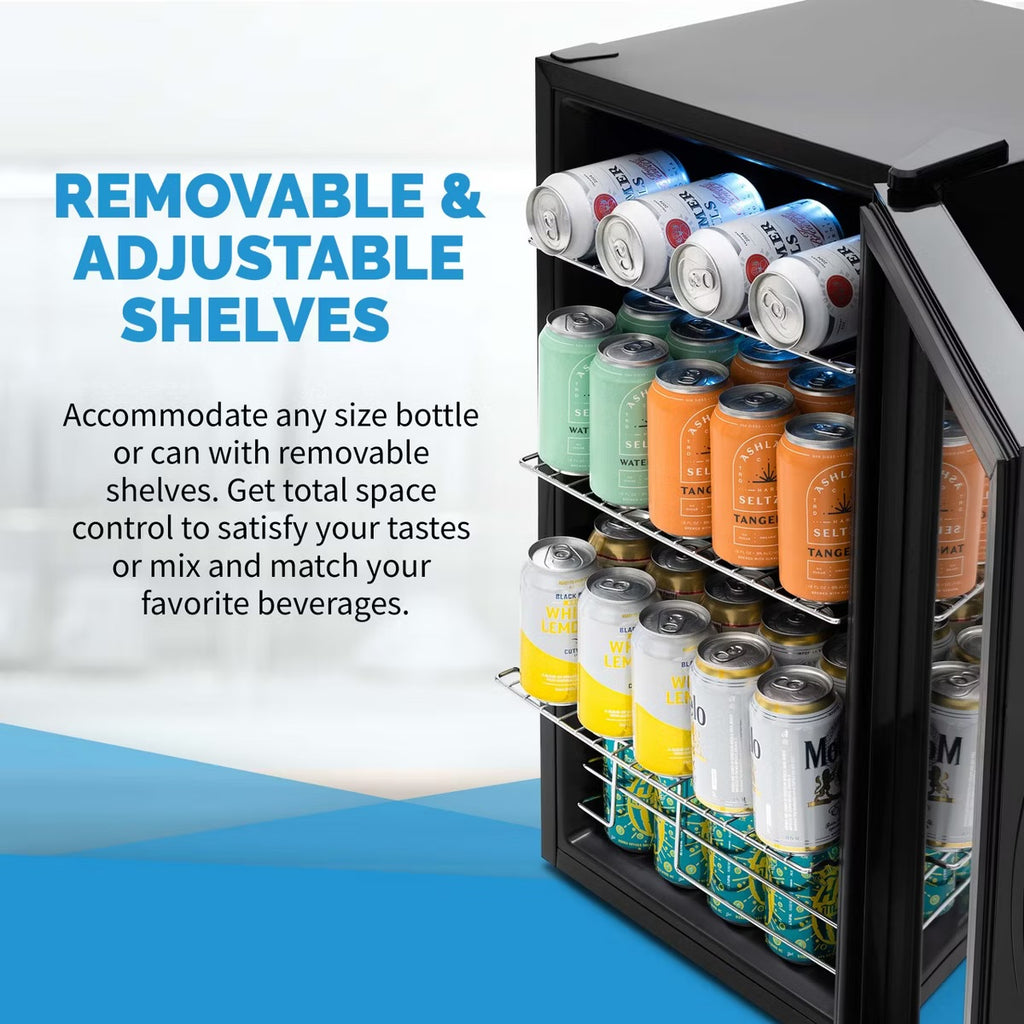 Newair 100 Can Beverage Fridge, Freestanding Mini Fridge, Drinks Cooler Bar Fridge, Perfect for Beer, Snacks or Soda