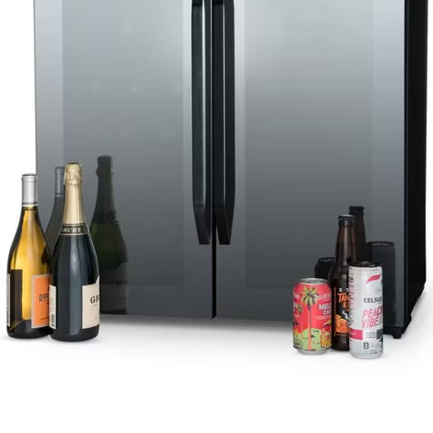 Newair Shadow Series Wine Cooler Refrigerator 18 Bottles & 59 Cans Dual Temperature Zones, Freestanding Mirrored Wine and Beverage Fridge
