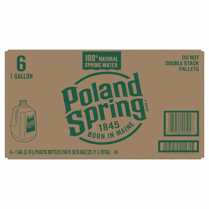 Poland Spring 100% Natural Spring Water, 1 gal, 6-count