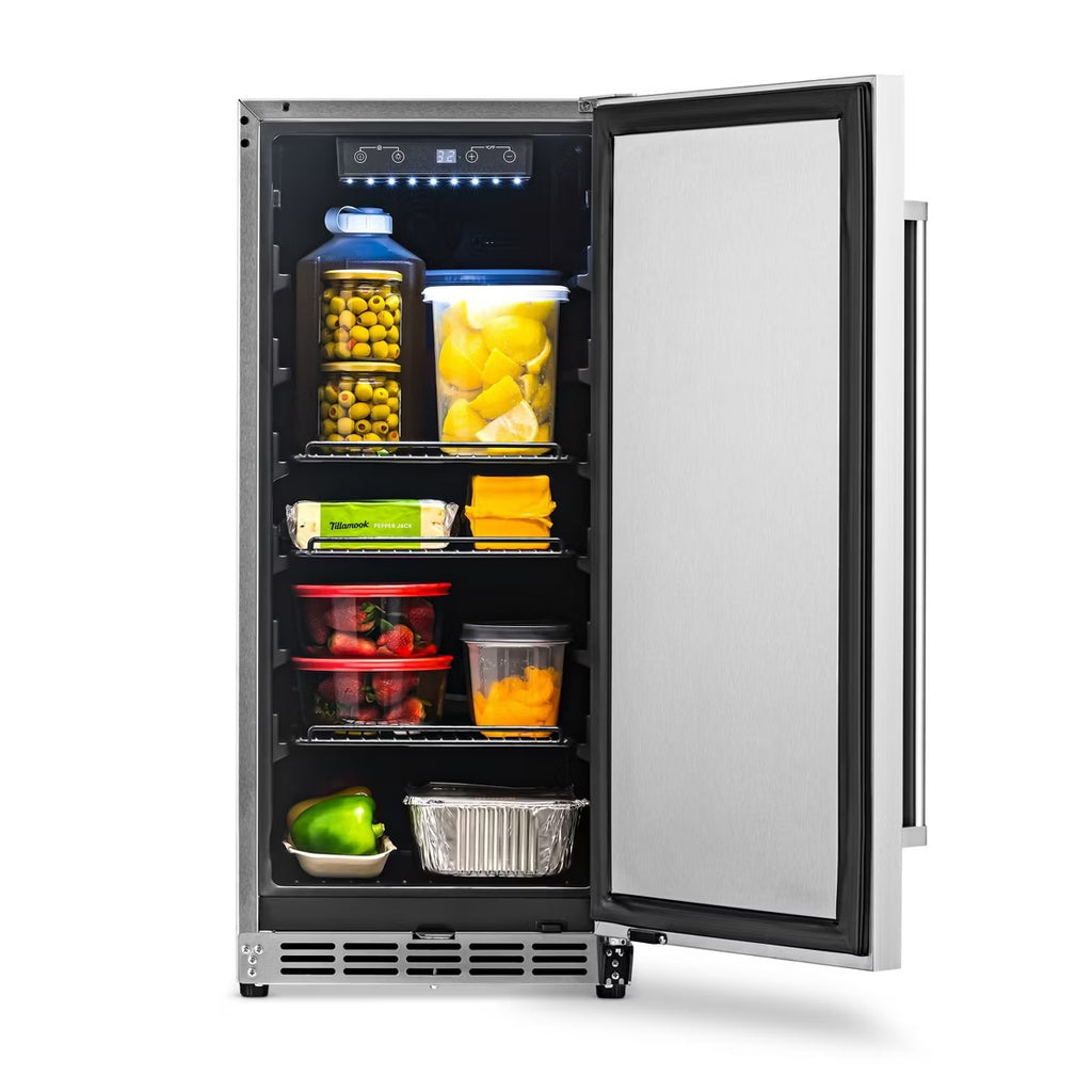 Newair 15" 3.2 Cu. Ft. Commercial Stainless Steel Built-in Beverage Refrigerator, Weatherproof and Outdoor Rated, ENERGY STAR, Fingerprint Resistant