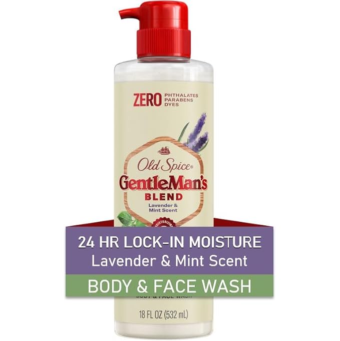 Old Spice Body Wash GentleMan's Blend for Men, 24/7 Moisturization, Gentle on Skin, Lavender and Mint Scent,