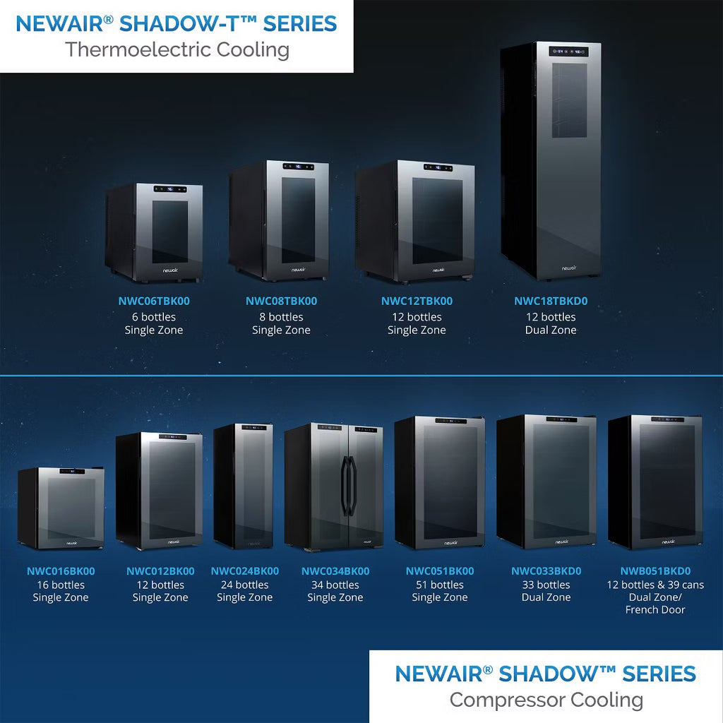 Newair Shadow-Tᵀᴹ Series Wine Cooler Refrigerator 18 Bottle Dual Temperature Zones, Freestanding Mirrored Wine Fridge with Double-Layer Tempered Glass