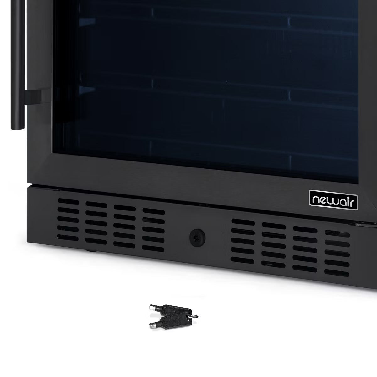 Newair 24" Beverage Refrigerator Cooler, 177 Can Black Stainless Steel Glass Door Fridge, Built-in Counter or Freestanding Bar Drinks Refrigerator