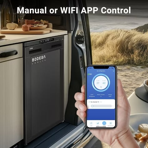 83L RV Refrigerator,Refrigeration range (-4℉-46℉),3 levels((H/M/L)) of battery protection, mini fridge for camping,APP Control, picnics, road trips
