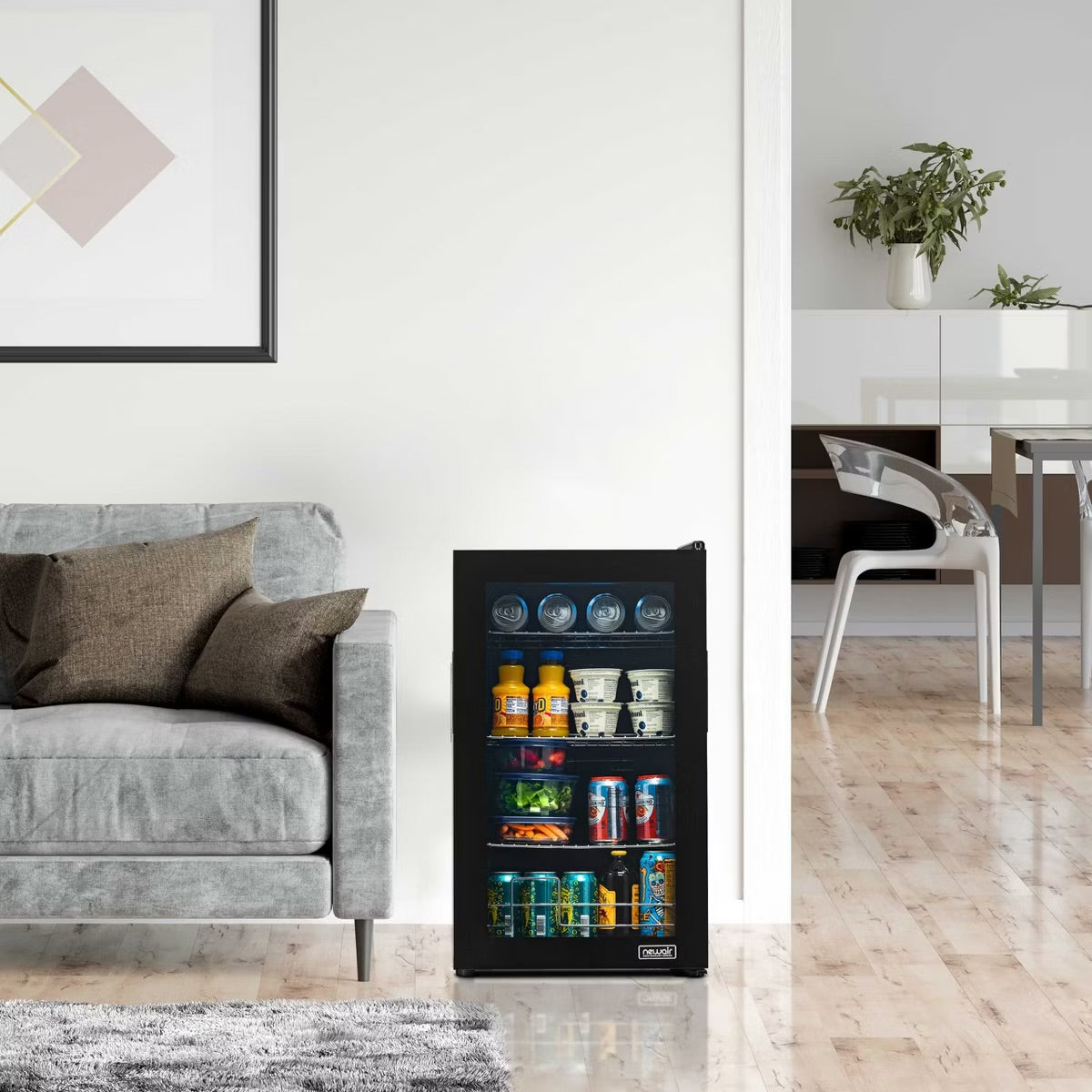 Newair 100 Can Beverage Fridge, Freestanding Mini Fridge, Drinks Cooler Bar Fridge, Perfect for Beer, Snacks or Soda