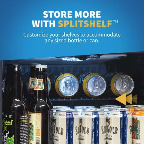 Newair Split Shelf Mini Fridge, Freestanding 126 Can Beer Fridge, Chills Down to 37 Degrees