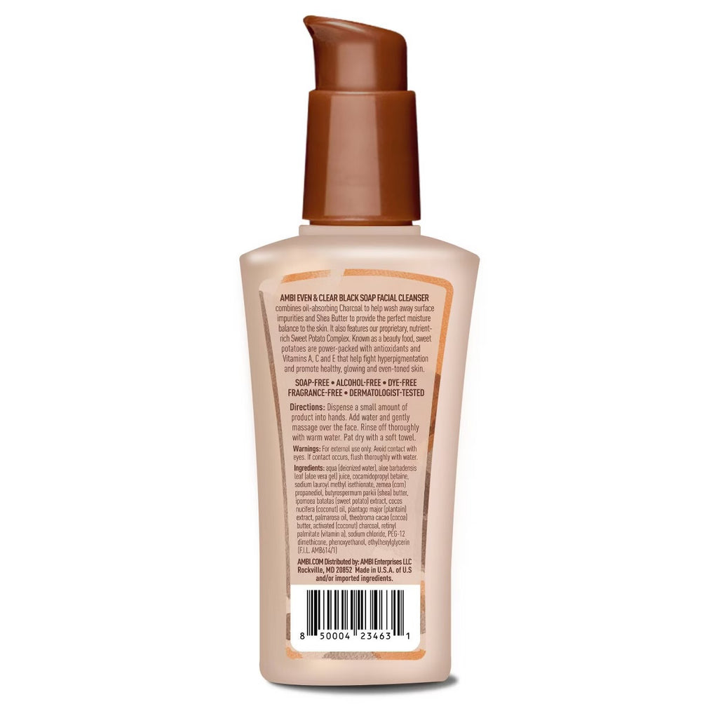 AMBI Even & Clear Purifying Charcoal Black Soap Facial Cleanser - 3.5 fl oz