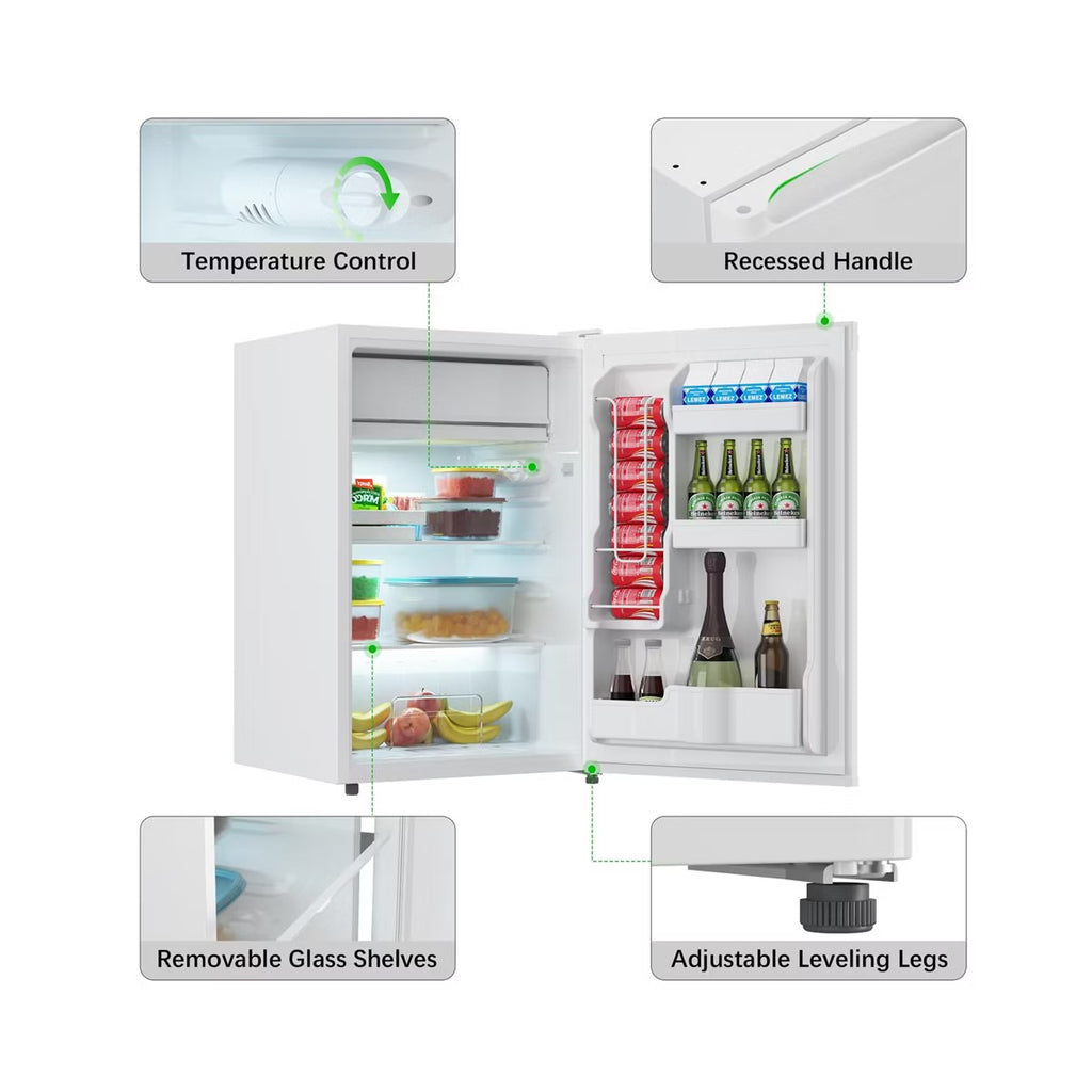4.3 Cu.Ft Mini Fridge with Freezer, Single Door Mini Fridge, 7 Settings Temperature Adjustable