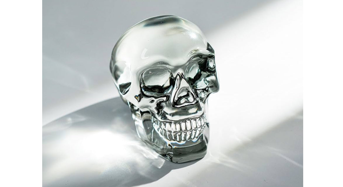 HDCRYSTALGIFTS 3 Inch Multi-Color Crystal Human Skull Model Statue for Home Decor, Halloween Head Figurine Decoration Gift, Art Glass Day of The Dead Sculpture Collections