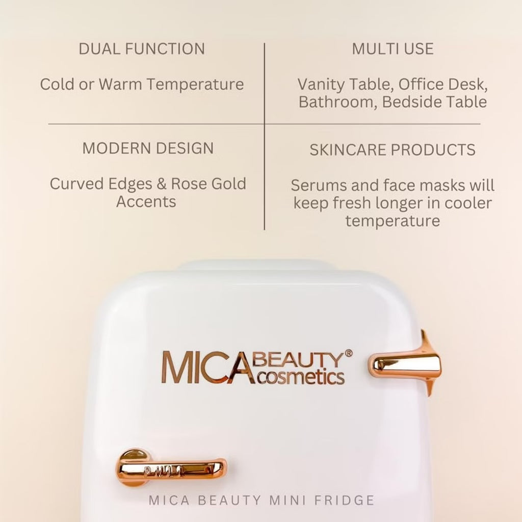 MICA Beauty Cosmetics 110 Volt 4 Liter Mini Compact Skincare Fridge in White