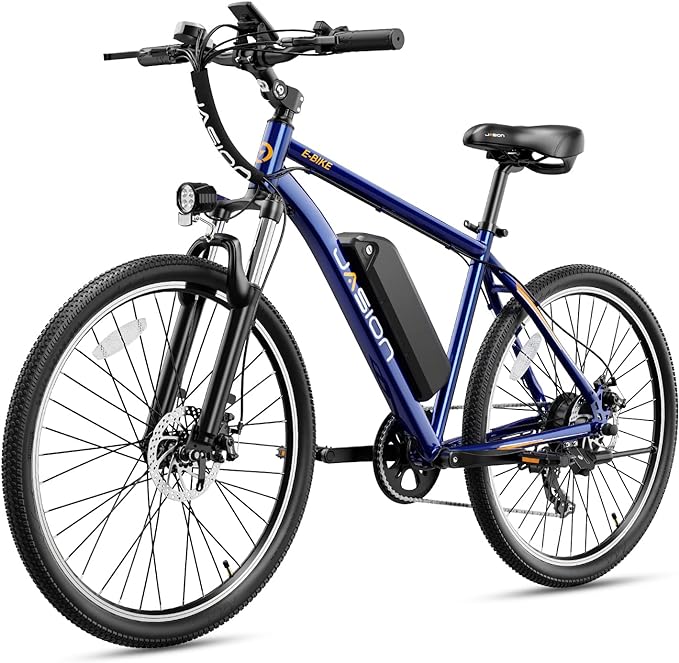 Jasion EB5 Electric Bike for Adults with 360Wh Removable Battery, 40Miles 20MPH Commuting Electric Mountain Bike with 350W Brushless Motor, 7-Speed, 26" Tires and Front Fork Suspension