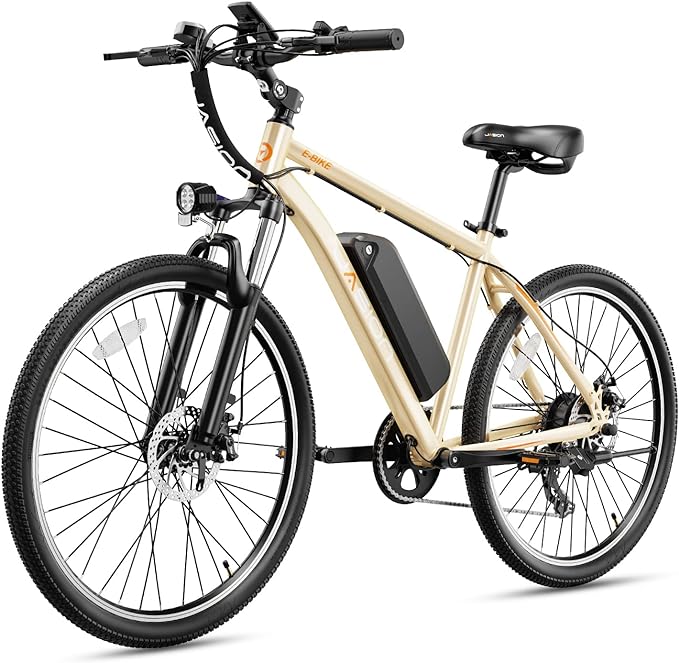 Jasion EB5 Electric Bike for Adults with 360Wh Removable Battery, 40Miles 20MPH Commuting Electric Mountain Bike with 350W Brushless Motor, 7-Speed, 26" Tires and Front Fork Suspension