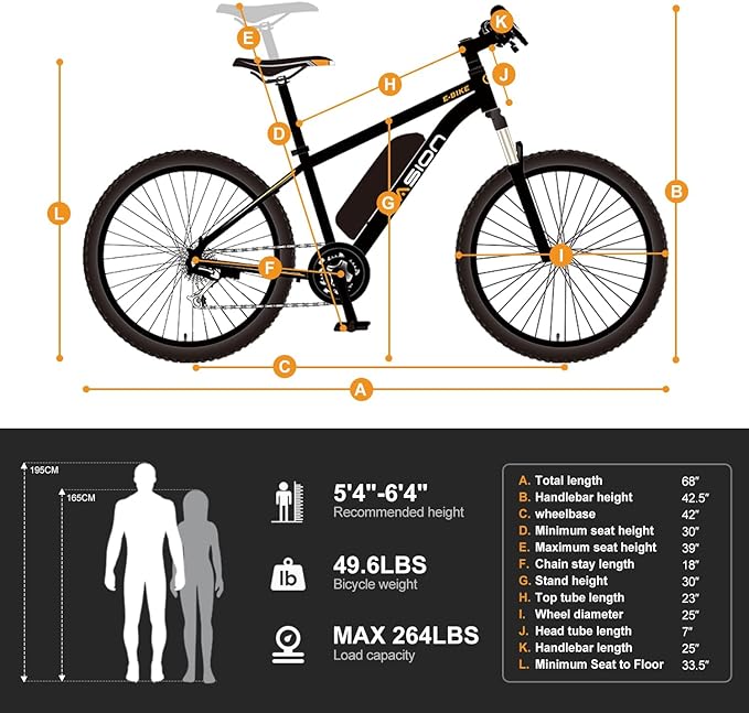 Jasion EB5 Electric Bike for Adults with 360Wh Removable Battery, 40Miles 20MPH Commuting Electric Mountain Bike with 350W Brushless Motor, 7-Speed, 26" Tires and Front Fork Suspension