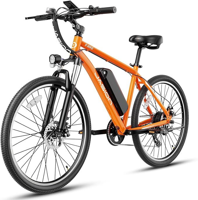 Jasion EB5 Electric Bike for Adults with 360Wh Removable Battery, 40Miles 20MPH Commuting Electric Mountain Bike with 350W Brushless Motor, 7-Speed, 26" Tires and Front Fork Suspension