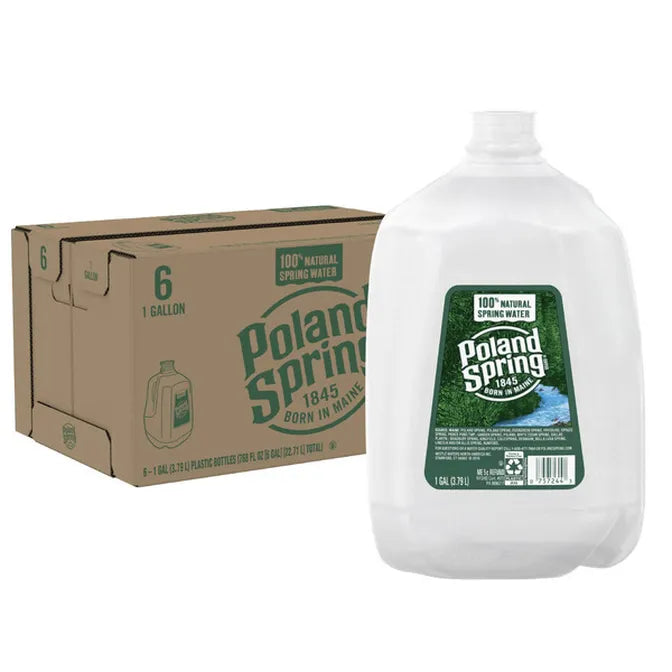 Poland Spring 100% Natural Spring Water, 1 gal, 6-count