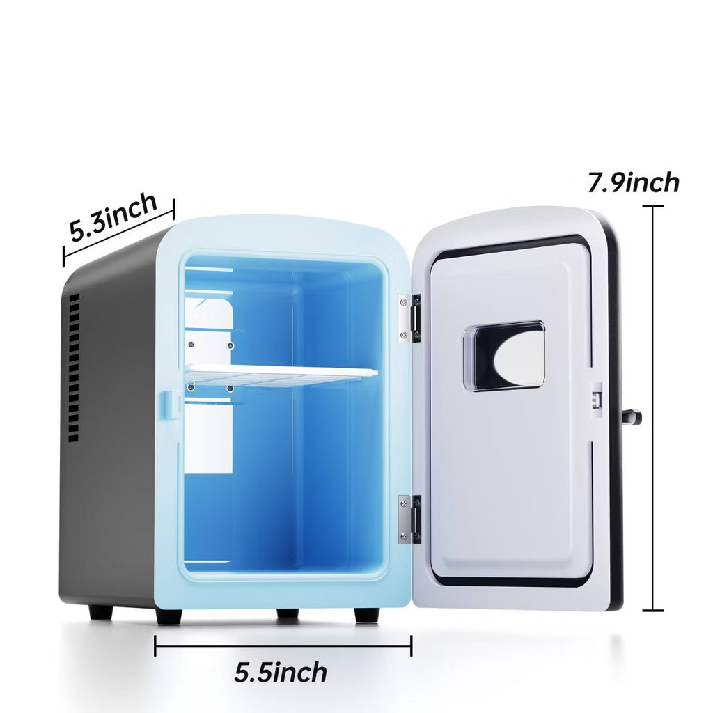 Kenmore 6 can Mini Refrigerator: Countertop Tiny Fridge for Skincare & Makeup, 40°F Cooling, Black, 0.14 cu ft Capacity