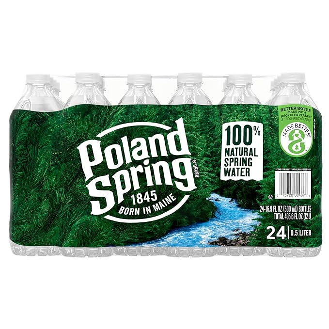 Poland Spring 100% Natural Spring Water, Non-Deposit, 16.9 fl oz (24 Pack)
