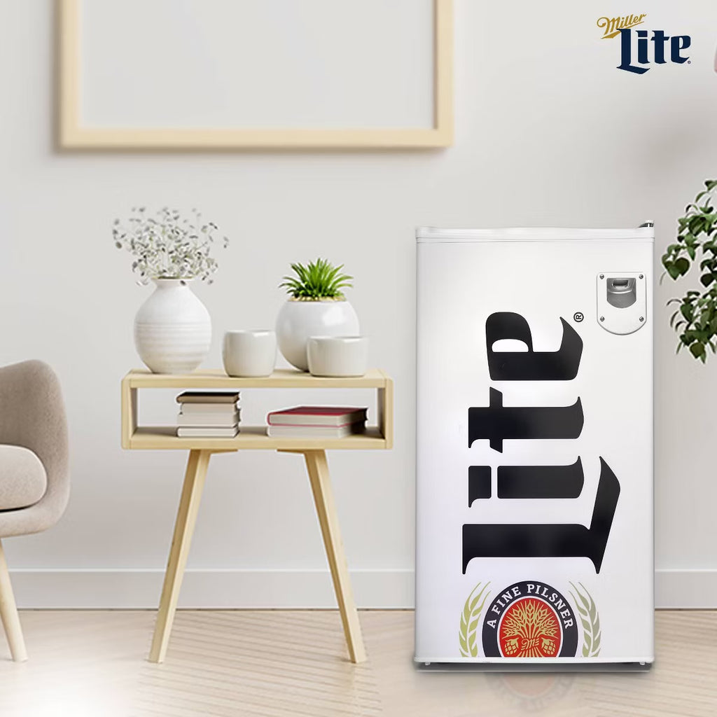 Miller Lite Compact Fridge with Bottle Opener, 3.2 cu ft (90L) - White