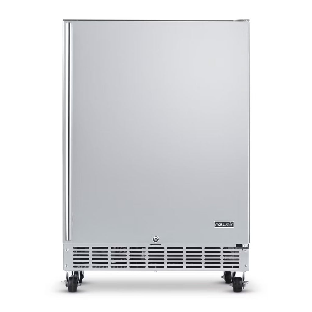 Newair Built-in Outdoor Beverage Fridges in Weatherproof Stainless Steel with Easy Glide Casters