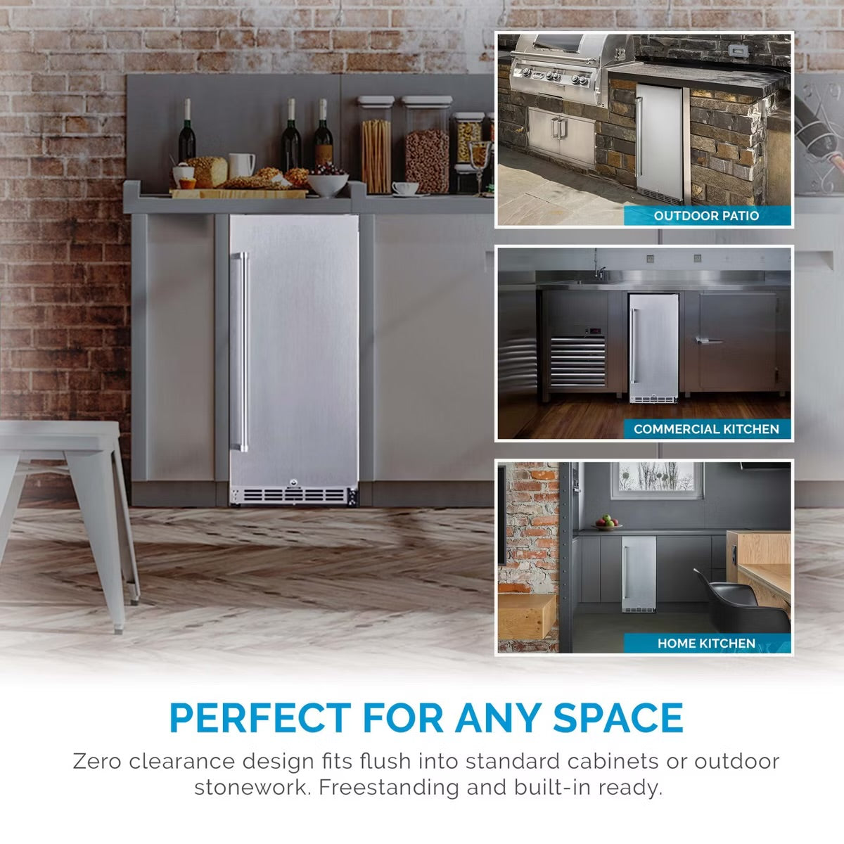 Newair 15" 3.2 Cu. Ft. Commercial Stainless Steel Built-in Beverage Refrigerator, Weatherproof and Outdoor Rated, ENERGY STAR, Fingerprint Resistant